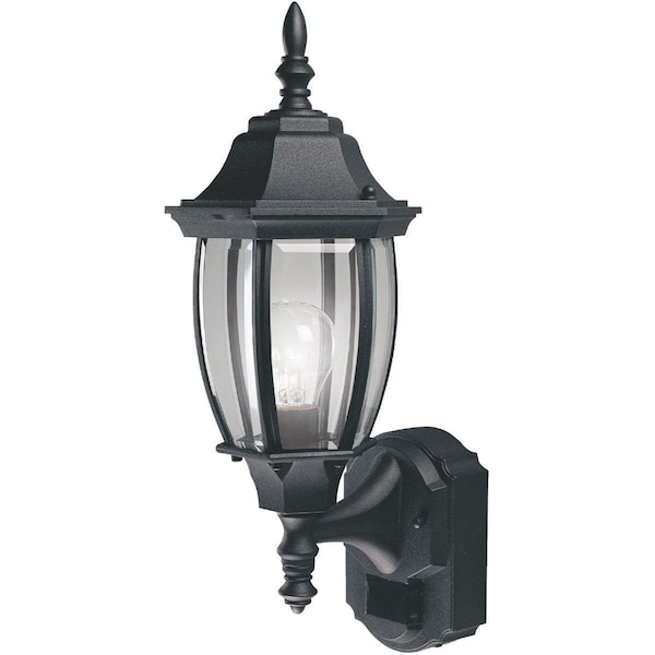 Heath-Zenith Black Incandescent Dusk-To-Dawn/Motion Activated Outdoor Wall Light Fixture HZ-4192-BKA - main